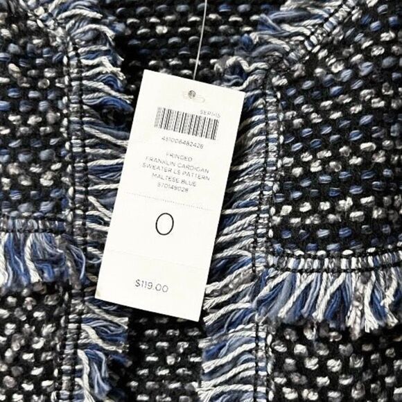 NWT Chicos Women's Franklin Fringe Cardigan Blue Gray Black‎ Size 0 (S/4) - Picture 6 of 8